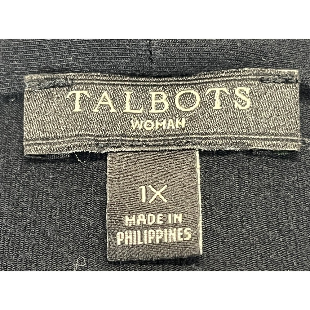 Talbots Black Stretch Shirt Top 1X Plus GUC Vneck Women's Classic Basic - Picture 6 of 7